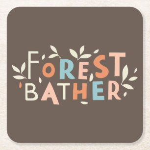 Forest Bather Custom Text Square Paper Coaster