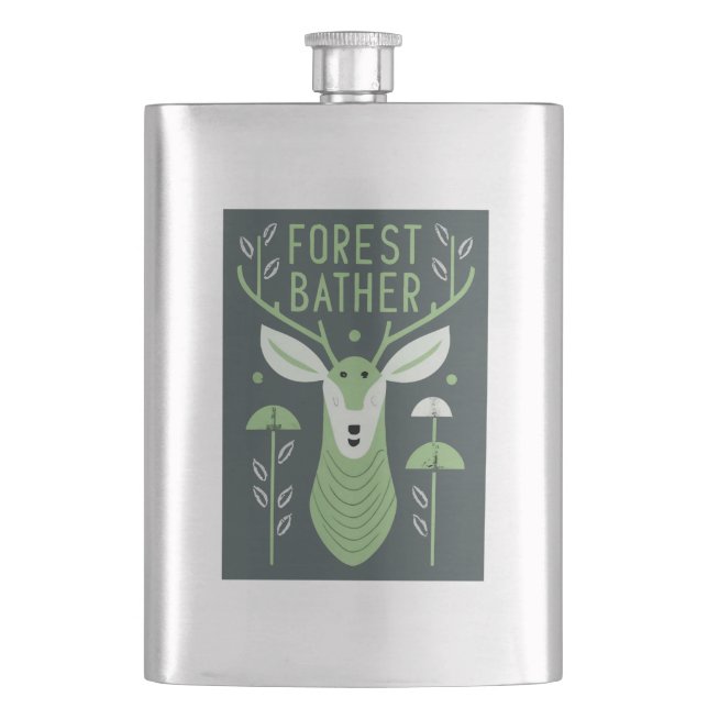 Forest Bather Deer Hip Flask (Front)