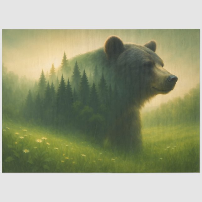 Forest Bear Landscape – Wildlife Nature Decoupage  Tissue Paper (Front)