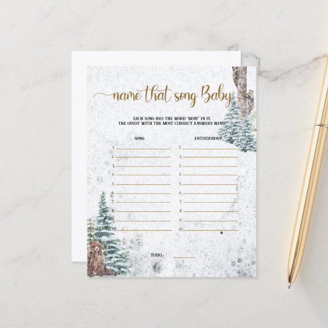 Forest bear-Name that song baby shower game (Front/Back In Situ)