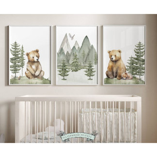 Forest Bear Nursery Prints - Set of 3