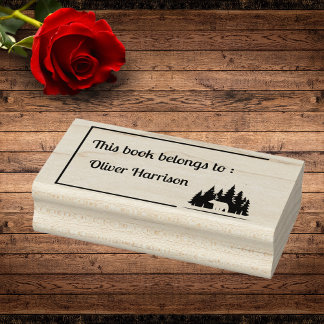 Forest Bear 'This Book Belongs To' Custom Stamp