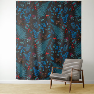 Forest berries, leaves and bugs 1 tapestry