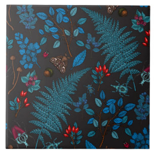 Forest berries, leaves and bugs 1 tile