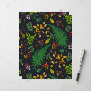 Forest berries, leaves and bugs on graphite black