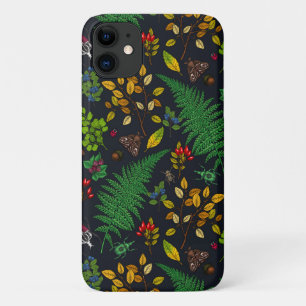 Forest berries, leaves and bugs on graphite black Case-Mate iPhone case