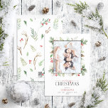 Forest Berry Pinecone Merry Christmas Photo Holiday Card<br><div class="desc">Introducing our Forest Berry Pinecone Merry Christmas Photo Holiday Card! This beautiful card features your favourite family photo, with Merry Christmas in a popular hand lettered calligraphy and serif font duo. It's embellished with beautiful watercolor artwork of holly berry, pinecones and winter botanical greenery. The card can be personalised with...</div>