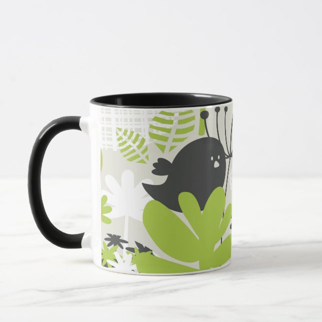 Forest Bird in Green Garden Mug (Left)