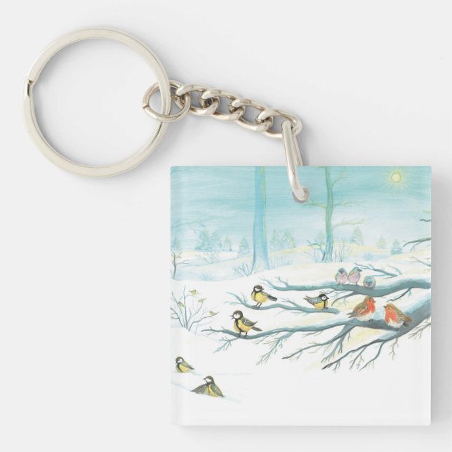 Forest birds in winter   key ring (Front)