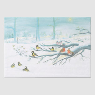 Forest birds in winter tissue paper
