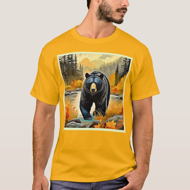 Forest Black Bear Autumn T-Shirt (Front)