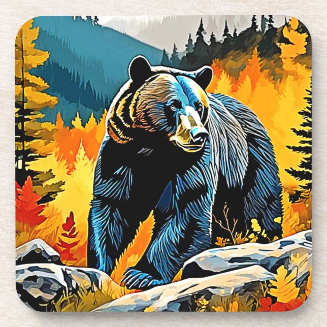 Forest Black Bear Majesty Design Coaster (Front)