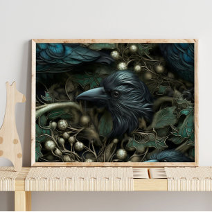Forest Black Crow Bird   Black Crow Wall Print