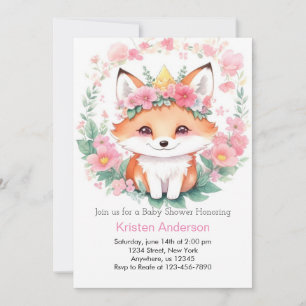 Forest Bliss Fox Boho Girl Baby Shower Invitation