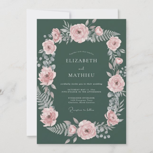 Forest Blush Foliage Eucalyptus Wedding Invitation (Front)