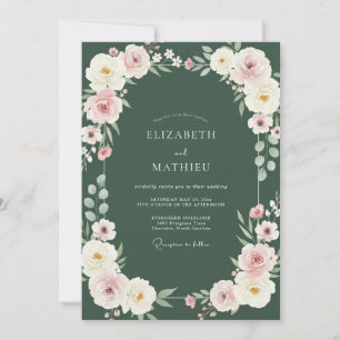 Forest Blush Wreath Wedding Invitation