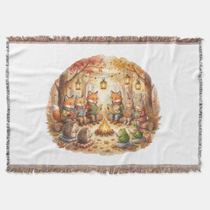 Forest Book   Cosy Woodland cottagecore cushion Throw Blanket
