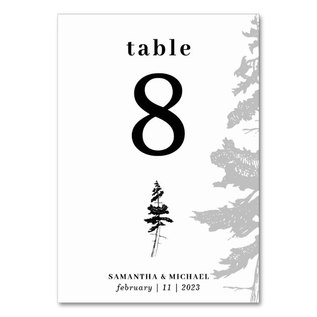 Forest Botanical Floral Sketch seats Table Number (Front)