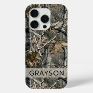Forest Branches Camouflage Personalised iPhone 15 Pro Case