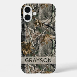 Forest Branches Camouflage Personalised iPhone 16 Plus Case