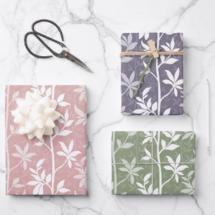 Forest Breeze Minimal Botanical Silhouette Pattern Wrapping Paper Sheet