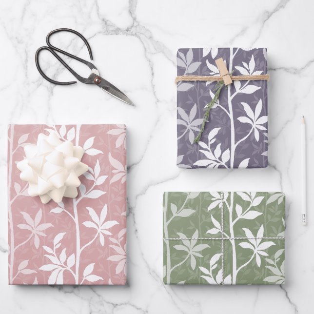Forest Breeze Minimalist Botanical Silhouette Wrapping Paper Sheet (Front)