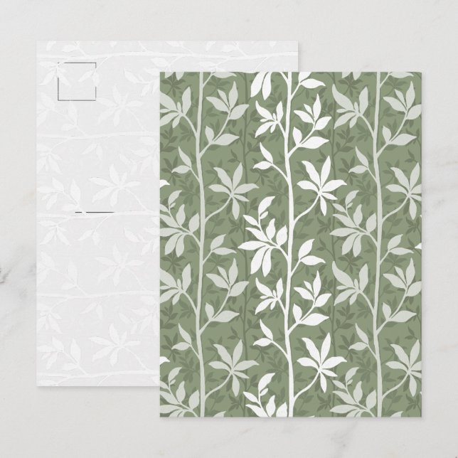 Forest Breeze Modern Botanical Silhouette Art Postcard (Front/Back)