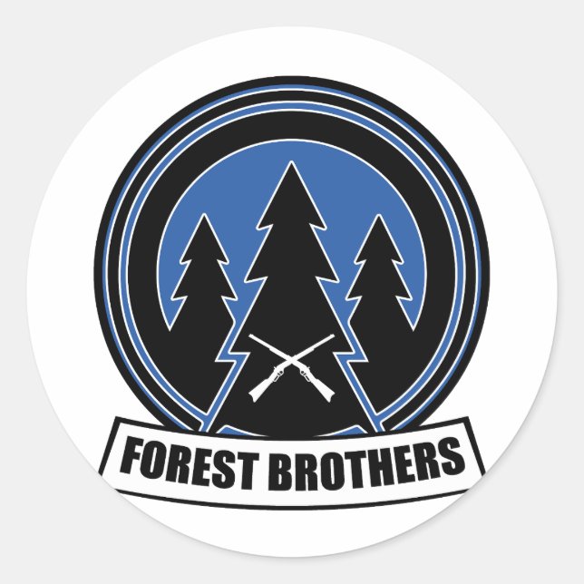 FOREST BROTHERS WW2 LOGO CLASSIC ROUND STICKER (Front)