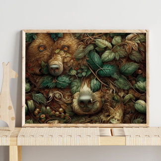 Forest Brown Bear Animal | Brown Bear Wall Print