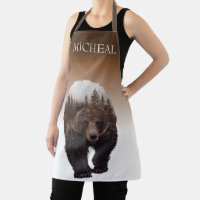 Forest Brown Bear Personalised Double exposure