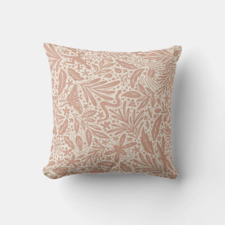 Forest Bugs - maximalist botanical pattern - blush Cushion