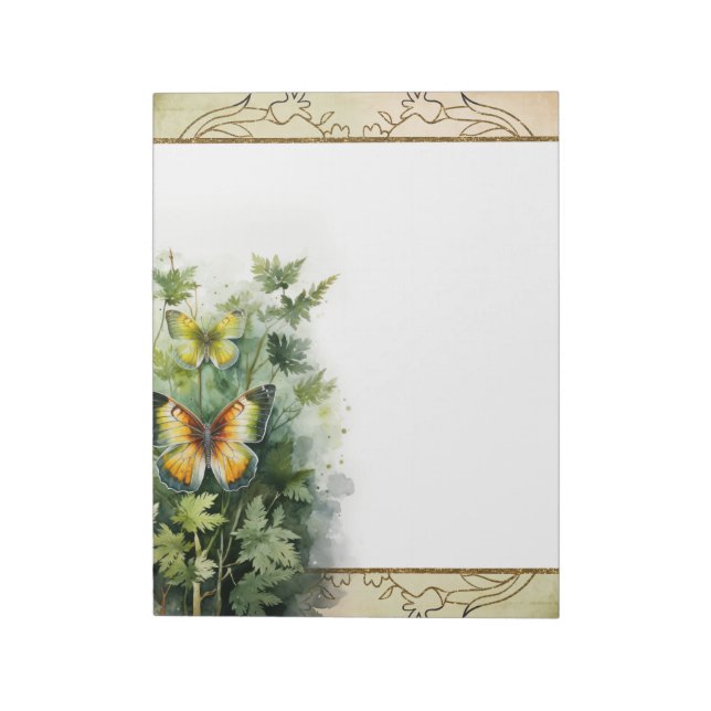 Forest Butterfly Woodland Nature Themed Notepad (Rotated)
