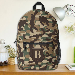Forest Camo Personalised Monogram Camouflage Printed Backpack