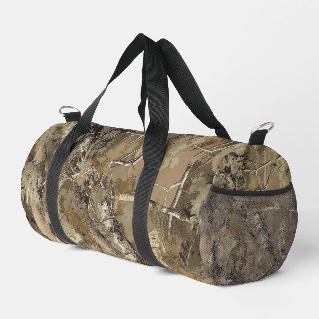 Forest Camo with Dry Leaves Pattern Duffle Bag (Right Corner)