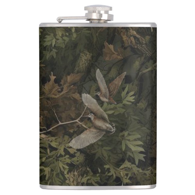 Forest Camo with Woodcock  Hip Flask (Front)
