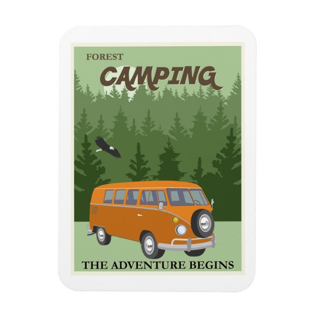 Forest Camping Camper Van Travel Poster Magnet (Vertical)