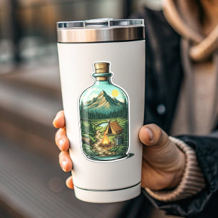 Forest Camping In a Bottle Vinyl Sticker Sticker