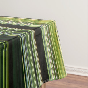 Forest Canopy Green and Cream Stripe Tablecloth