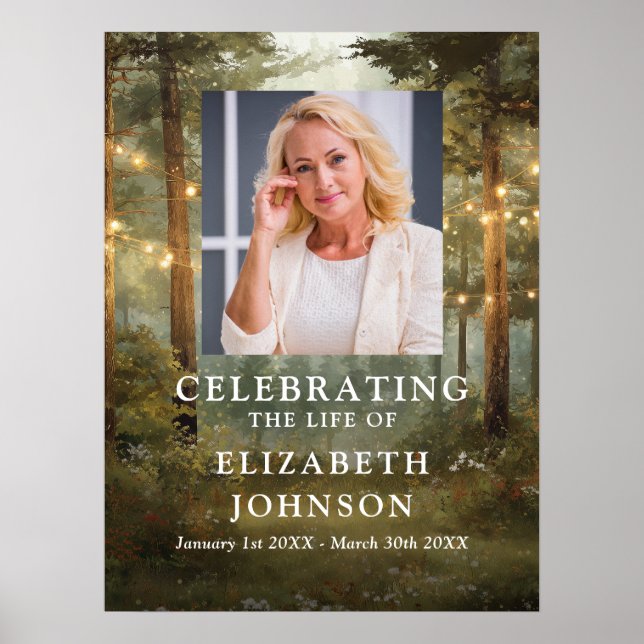 Forest Celebration of Life Funeral Welcome Sign (Front)
