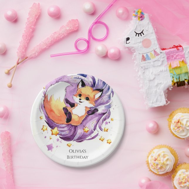  Forest Children's Fox Birthday Paper Plate (Party)