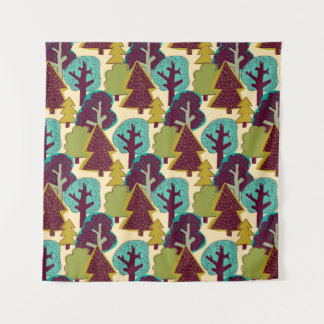 Forest color seamless pattern. Wild nature landsca Tapestry