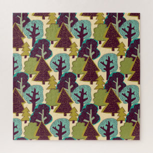 Forest Colour Doodle Trees Illustration Jigsaw Puzzle