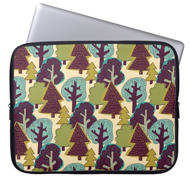 Forest Colour Doodle Trees Illustration Laptop Sleeve (Front)