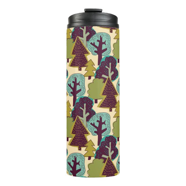 Forest Colour Doodle Trees Illustration Thermal Tumbler (Front)