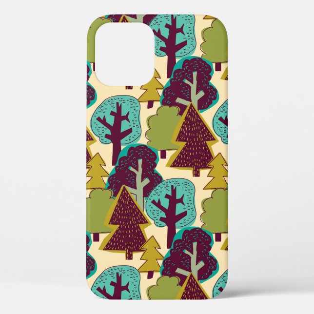 Forest colour seamless pattern. Wild nature landsc Case-Mate iPhone Case (Back)
