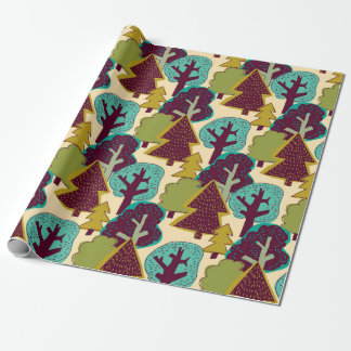 Forest colour seamless pattern. Wild nature landsc Wrapping Paper