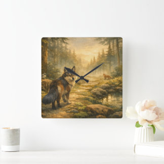 Forest Companions Square 10.75" Acrylic Wall Clock