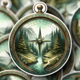 Forest Compass Vinyl Sticker Die-Cut Sticker