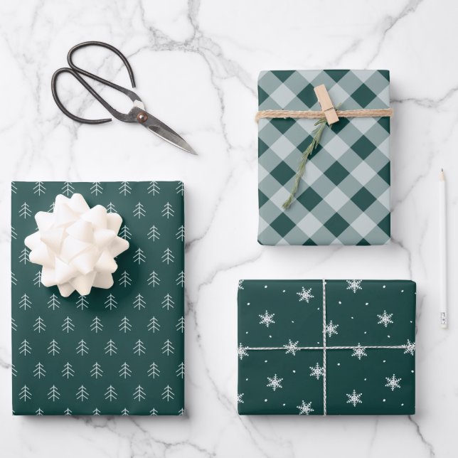 Forest | Coordinating Holiday Pattern Wrapping Paper Sheet (Front)