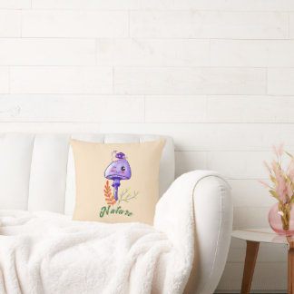 forest cottagecore cute mushroom and snail cushion